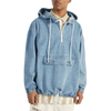 Custom Light Blue Denim Pouch Pocket Oversized Pullover Jacket Men Hoodie