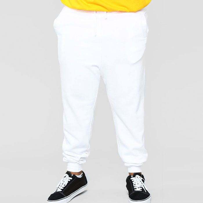 Obične bijele muške hlače s uzicom za vježbanje veće veličine
