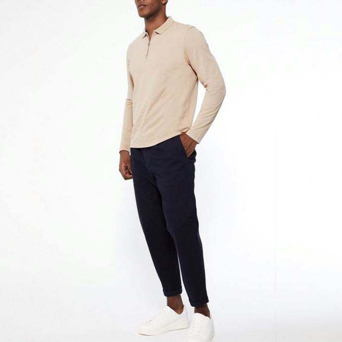 Polo personnalisé de haute qualité à manches longues, 100% coton, t-shirts pour hommes