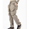 New Trend Cargo Pants Men Solid Color Oversized Jogger Pants Drawstring Waist Utility Pockets Tactical Pants