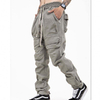 Oem Manufacturers Custom Logo Multi Pocket Cargo Pants Men Elastic Drawstring Waist Solid Color Utility Tactical Track Pants