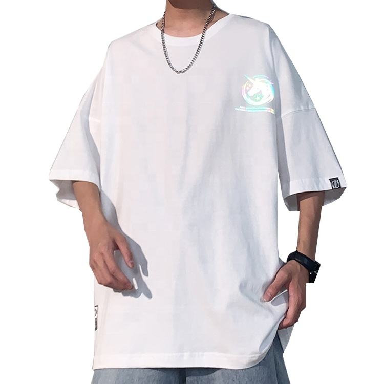 Custom T-skjorter med korte ermer Unisex 100 % bomull med reflekterende logo-t-skjorter