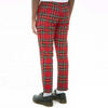 Fashion Spring Mens Slim Fit Red Plaid Pants With Slanted Zip Pockets