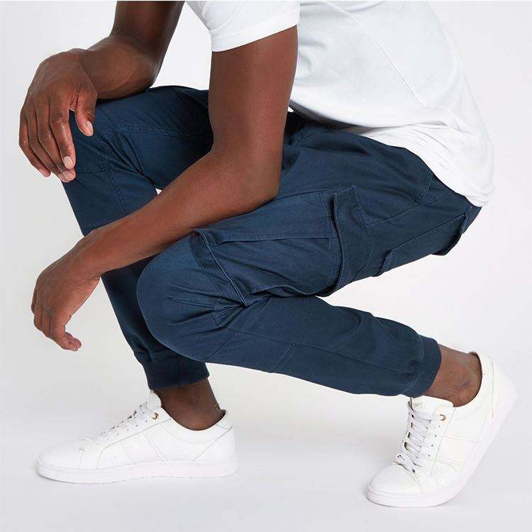 Pantalones cargo para hombre, formales, informales, chinos, ajustados, recortados, clásicos, con bolsillos laterales y puños en las piernas