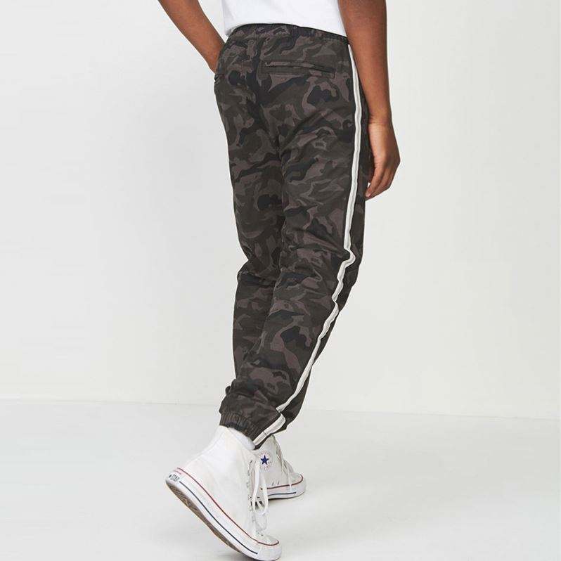 Custom Printing Cuffed Pants Men's Camo Print Stripe Side Elastic Hem Cargo Pants Streetwear Joggers