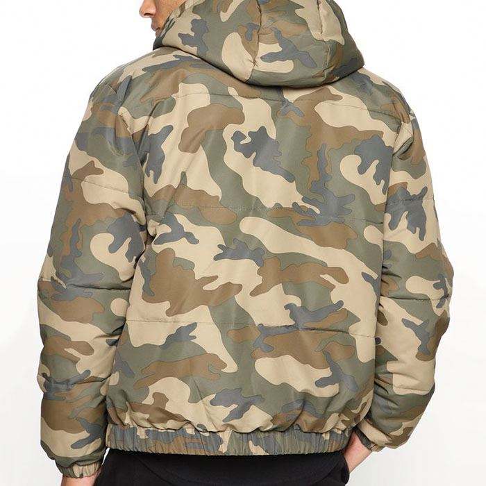 Heavyweight Thick Men Winter Jackets Camo Printed Utility Pockets Mens Satin Lined Hooded Plus Size Jackets