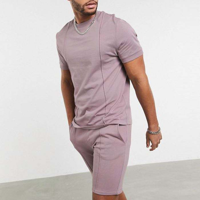 Men Tracksuit Set Short Sleeve T Shirts & Shirts Set Summer Two Piece Shorts Set