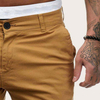 Fashion Pants Men Solid Color Button Mid Waist Casual Pants