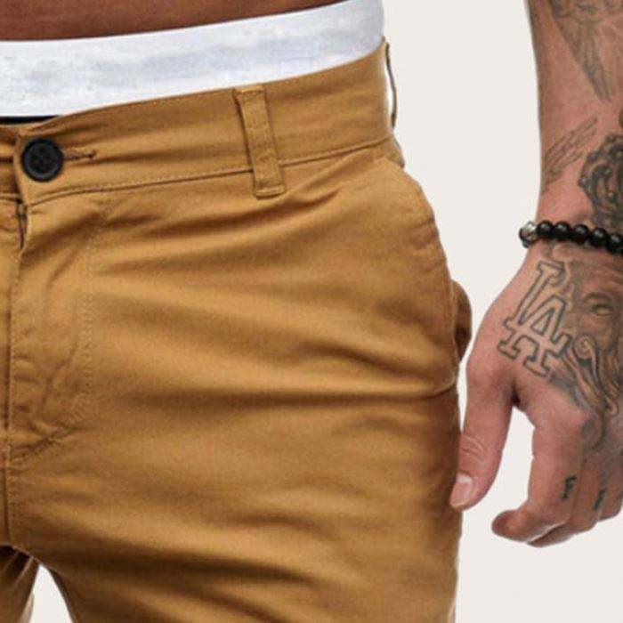 Moda Calças Masculina Cor Sólida Botão Cintura Média Casual Calças
