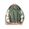 Oem Custom Logo Fall Thick Winderbreaker Men Contrast PU Panel 3D Embroidery Patched Bomber Jacket