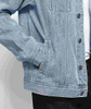 Oem Manufacturer Custom Mens Light Blue Graphic Printed Back Denim Cotton Classic Jean Jacket