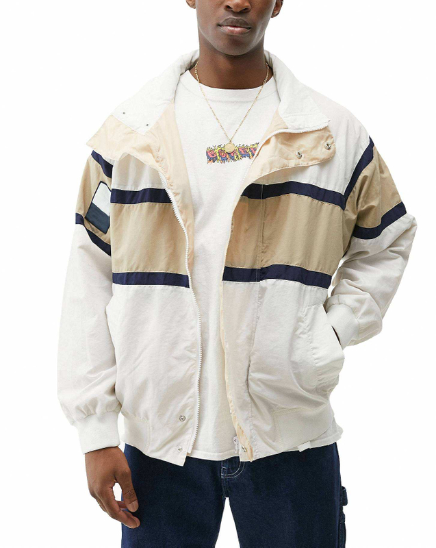Oem Manufacturer Custom Mens Zipper Up Nylon Colorblock Windbreaker Track Top Ribbing Hem Jacket
