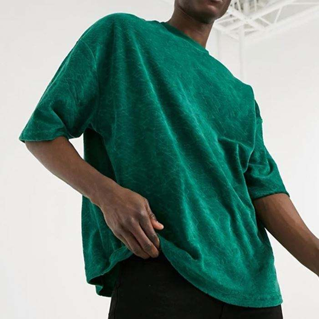 Fashion Blank Tamisas de alta calidad de alta calidad Media manga de gran tamaño Velor Mens Velor grueso Camiseta