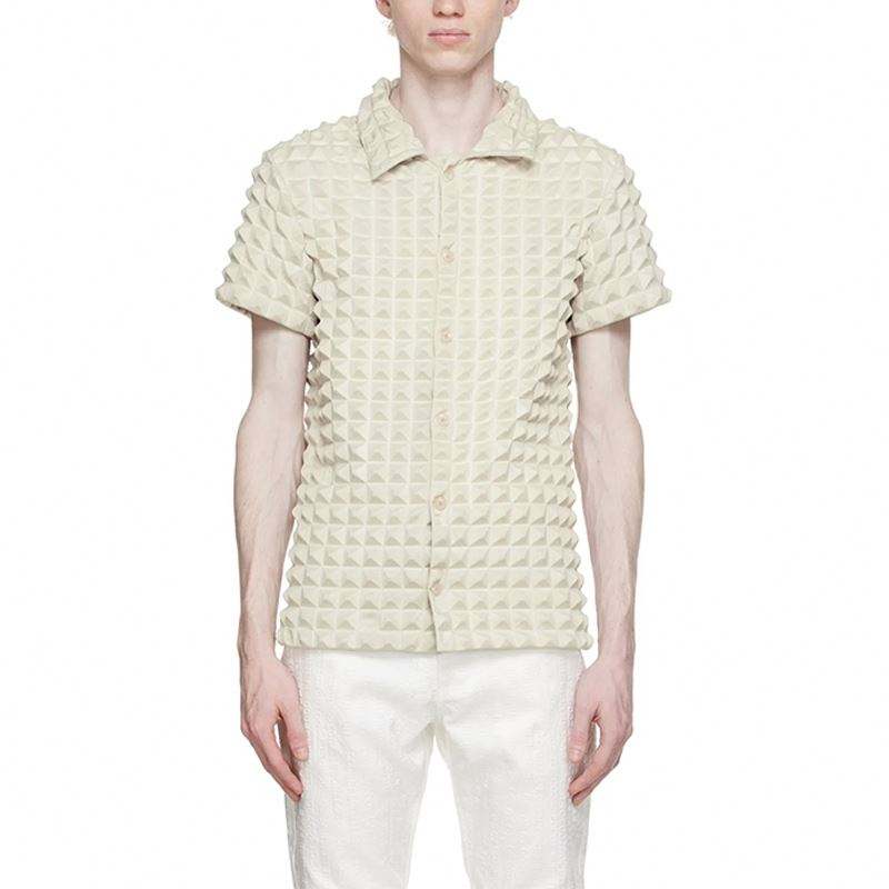 OEM Manufacturer Custom Summer Style Men Square Collar High Quality Polyester Fashion Short Sleeve Shirt For Men