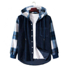 Oem Manufacturer Customized Color Block Plaid Sleeves Corduroy Hood Casual Plus Sizes Men's Jacket