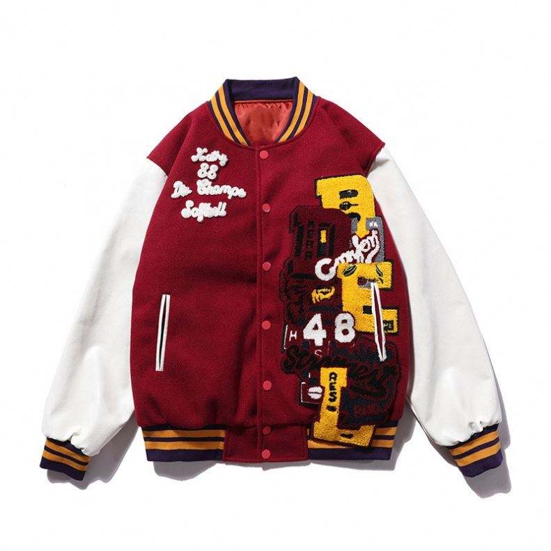 OEM Manufacturer Wholesale Custom Winter Bomber Loose Long Sleeve Casual Urban Wear Baseball Leather Men'ss Coats Jacket