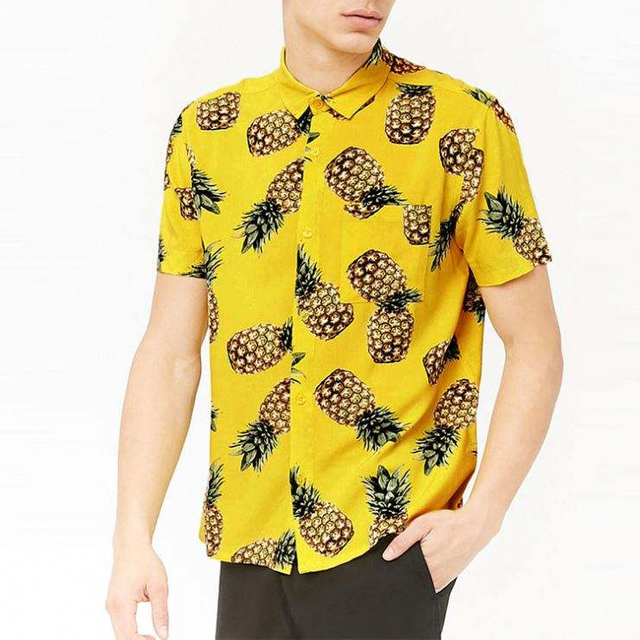 Fabricant d'OEM Ananas à boutons de chemises pour hommes hawaïens