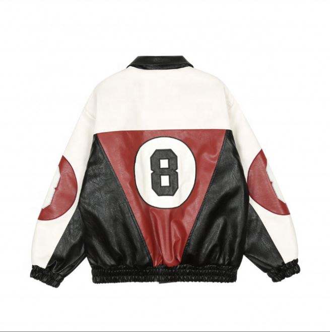 Oem Manufacturer Customized Casual Color Block Embroidery Plus Sizes Artificial Leather Men's Jacket