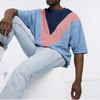 New Arrival Hot Sale Sublimation Tshirts Plus Size Color Block Men Drop Shoulder Oversized Blank Tshirt