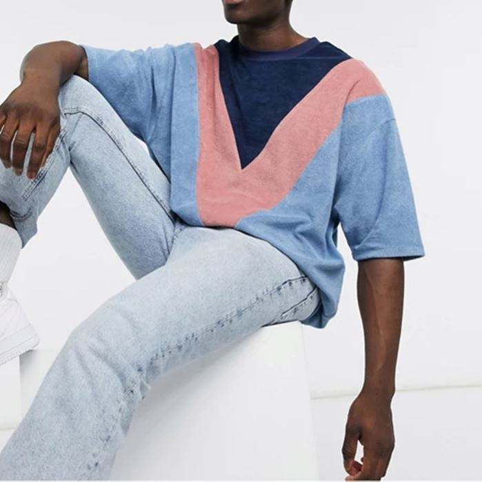 New Arrival Hot Sale Sublimation Tshirts Plus Size Color Block Men Drop Shoulder Oversized Blank Tshirt