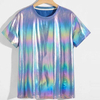 Wholesale Custom Designer T-Shirt Holographic Satincrew Neck Hip Hop T-Shirt Men