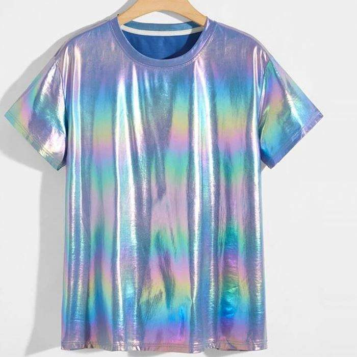 Wholesale Custom Designer T-Shirt Holographic Satincrew Neck Hip Hop T-Shirt Men