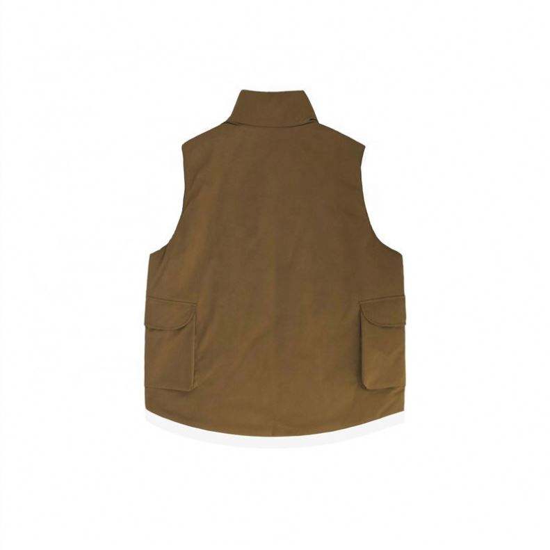 Oem Manufacturer Custom Logo Fashion Winter Sleeveless Turtleneck Quilted Down Mans Puffer Padded Vest Solid Color Cargo Jacket