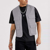 Hot Selling New Fashion Men's Vests Sleeveless Jacket Solid Color Zip Fastening Multi Pockets Mens Utility Vest
