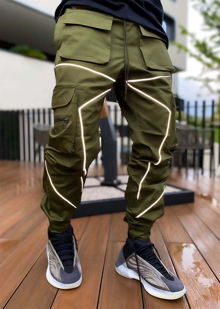 Pantalones de nylon de secado rápido de los pantalones de nylon del cargo de los hombres reflexivos del diseño de la tira del fabricante del OEM