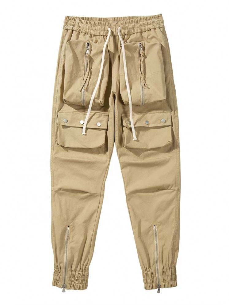 OEM Manufacturer 2022 Products Loose Fit Windbreaker Jogging Pants Nylon Multi-Zip Pocket Sports Pants Cargo Pants