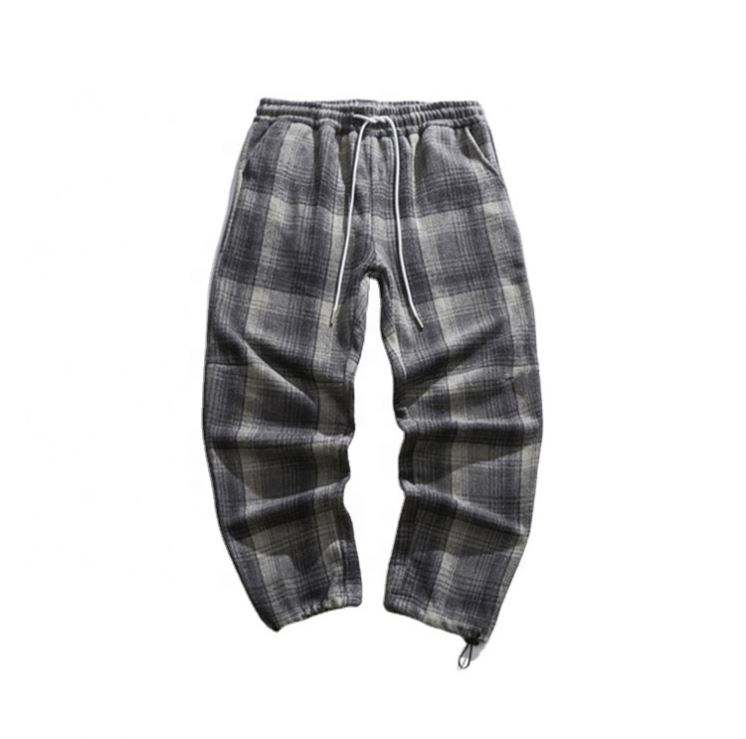 OEM Manufacturer Customized Men's Pants & Trousers Casual Cotton Pants Loose Plaid Sweatpants Trousers For Men