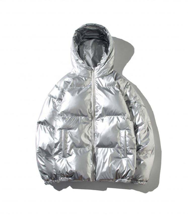 OEM Manufacturer Customization Winter Black Bomber Shiny Puffer Men Down Plus Sizes With Hood Jacket