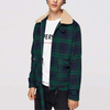 New Product Men Pocket Front Waist Belted Green Plaid Winter Coat