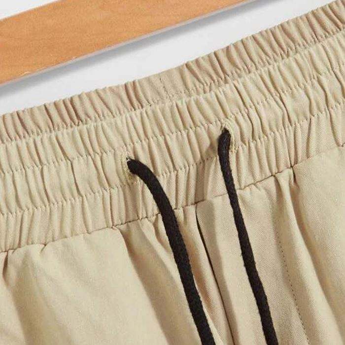Factory Custom Boxer Shorts Men Solid Color Cotton Shorts With Flap Pocket Push Buckle Detail