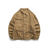 OEM Manufacturer New Custom Logo Patchwork Denim Plaid Lapel Vintage Casual Top Jacket