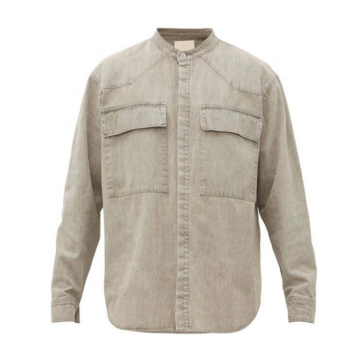 OEM Manufacturer Manufacturers Custom LOGO Casual Shirts Mens Light Weight Soft Washed Denim Shirts