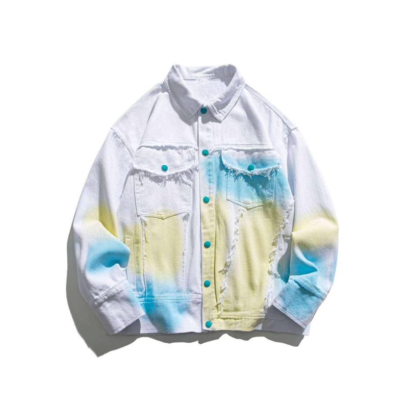 Oem Manufacturer Custom Men Coats Fashion Color Printing Lapel Popular Denim For Clothing Jacket
