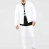 Custom Logo Design 100% Cotton Fold Down Collar Side Hand Pockets White Denim Jackets For Men