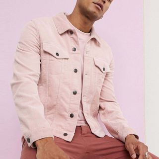 Veste Western en Cord pour Homme, Coupe R&eacute;guli&egrave;re, Veste en Velours C&ocirc;tel&eacute; Rose Uni
