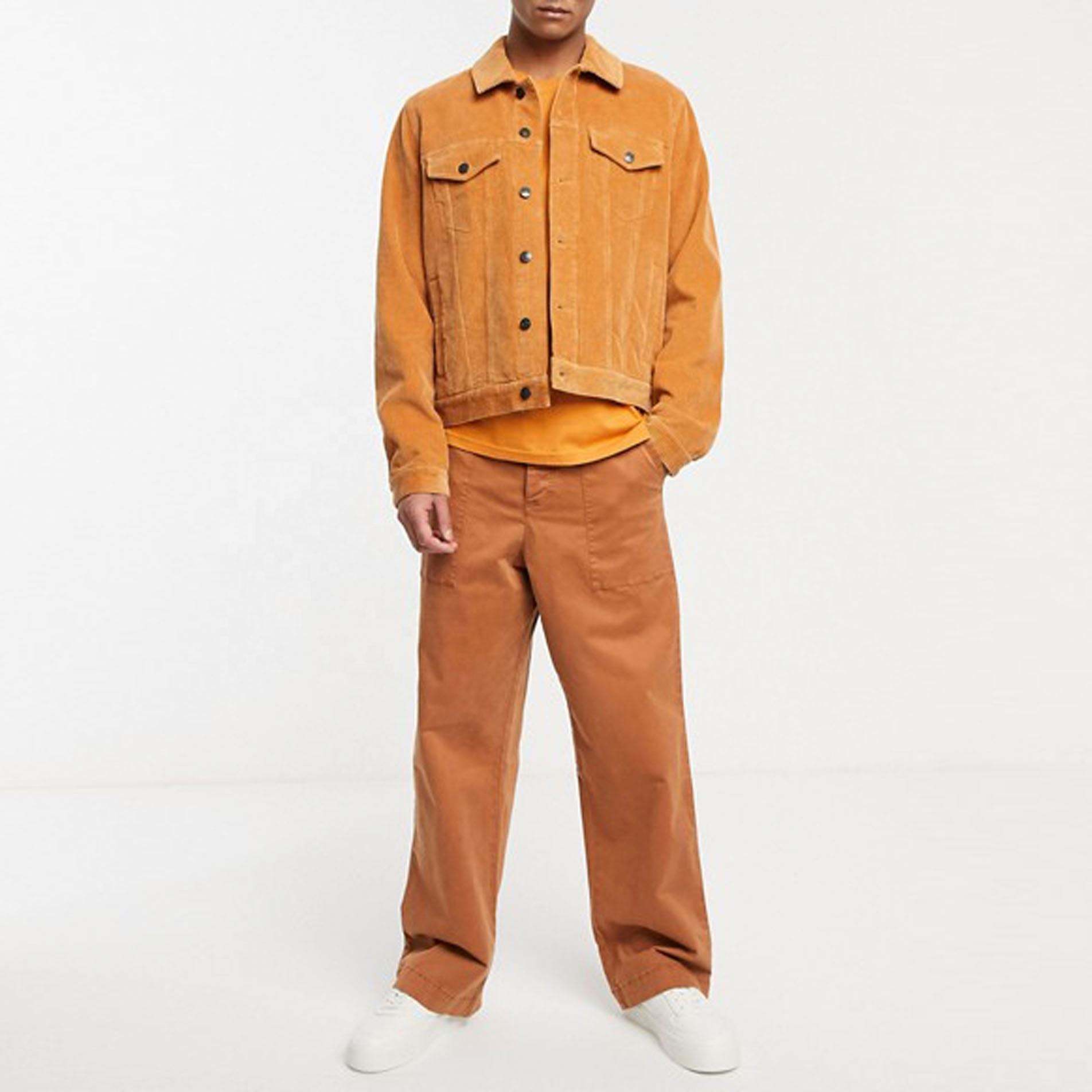 Mens Casual Fashion Cord Western Jacket Regular Fit Plain Corduroy Jacket In Mustard