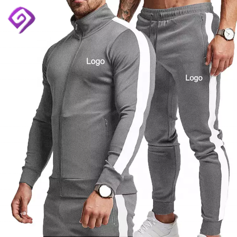 Wholesale Polyester Two Piece Active Wear Set Hoodie Logo Custom Sweatsuit Jogging Sweat Track Suit Sportswear Tracksuit For Men