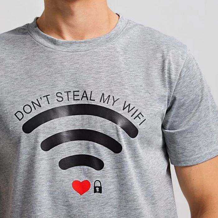 Custom Wifi Pattern Printed Mens Graphic Tshirt Short Sleeve O Neck Lightweight Men Summer 180 Gsm Tshirts