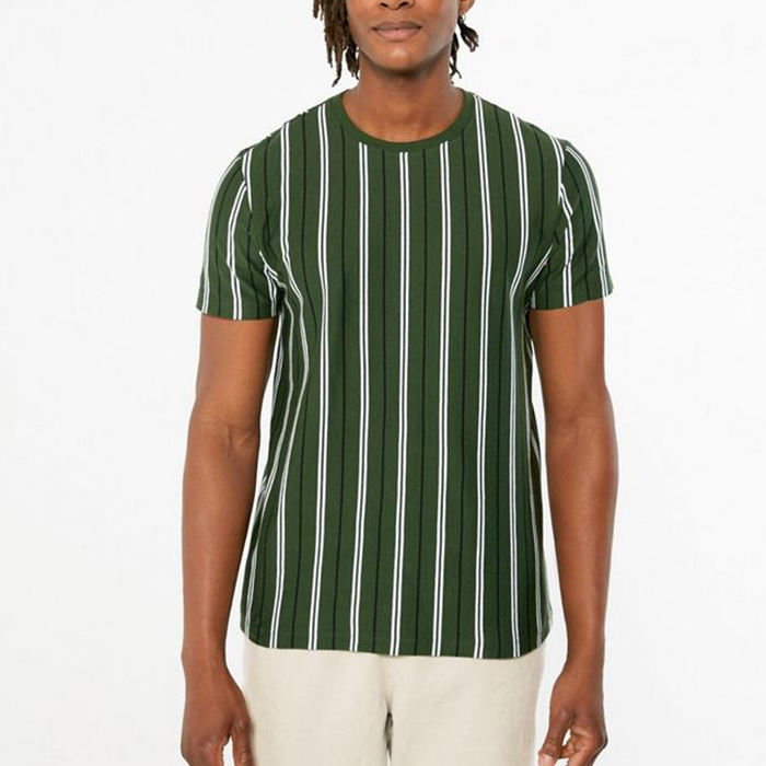 Wholesale Custom Print T Shirts 100% Cotton Striped Short Sleeve Mens T Shirt