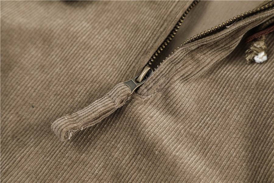 OEM Manufacturer Custom Men's Pullover Zippered Pocket Hoodie Loose Corduroy Hoodie