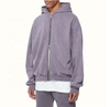 OEM Manufacturer Custom Men Oversized Vintage Wash Cotton Zip Up Hoodie Sweatshirts With Double Zippers