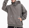 OEM Manufacturer Custom Vintage Wash Cotton Zip Hood Oversized Plain Hoodie With Contrast Stitching For Men