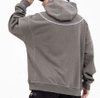 OEM Manufacturer Custom Vintage Wash Cotton Zip Hood Oversized Plain Hoodie With Contrast Stitching For Men