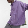OEM Manufacturer Custom Men's Purple Green Patchwork Cotton Wind Oversized Hoodie Pullover