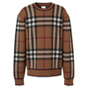 OEM Manufacturer Custom Fashion Sweatshirt High Quality Long Sleeve Crew Neck Brown Plaid Sweater For Men
