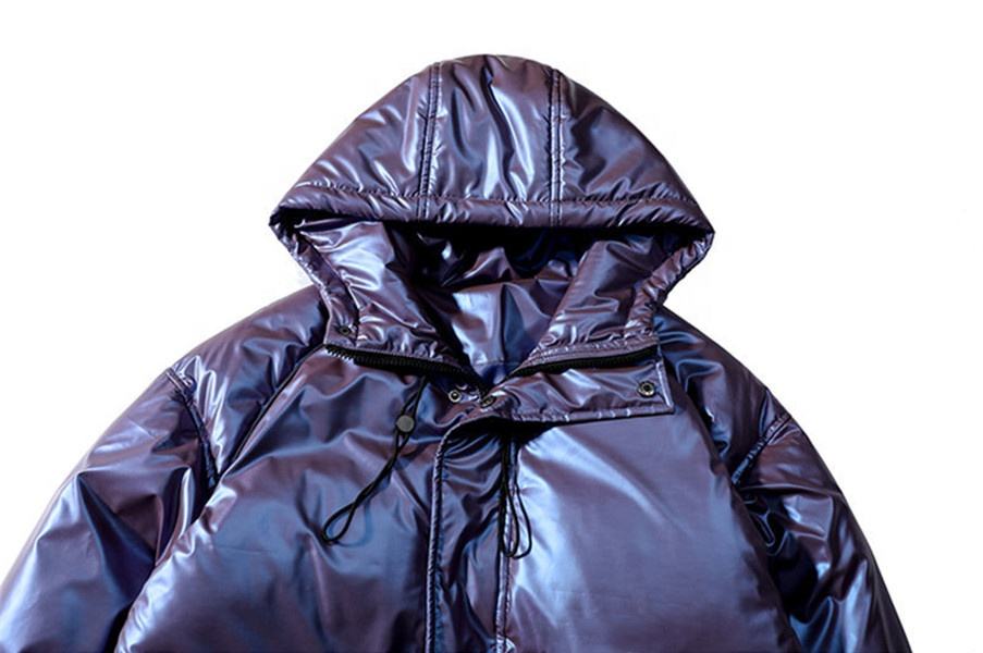 OEM Manufacturer Custom Men's Hooded Down Three-Dimensional Pocket Bright Casual Cotton Coat Jacket